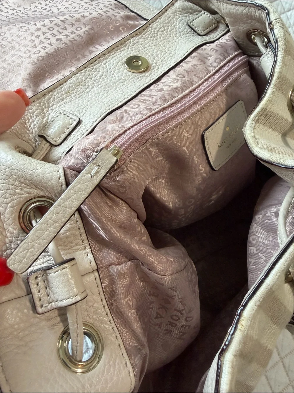 kate spade Cream and Beige Striped Mini Backpack